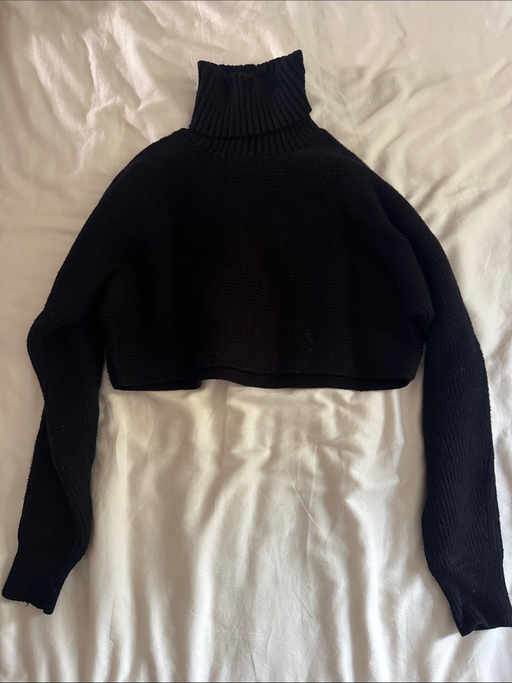 House of Harlow 1960 Black Cropped Turtleneck Sweater Top